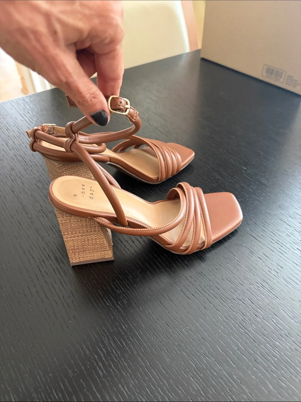 a new day Brown Strappy Block Heel Sandals